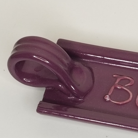 Art Pottery Butter Dish Mauve Loop Handle 1/4lbs Butter Stick Tray 7.5" L - Picture 4 of 10